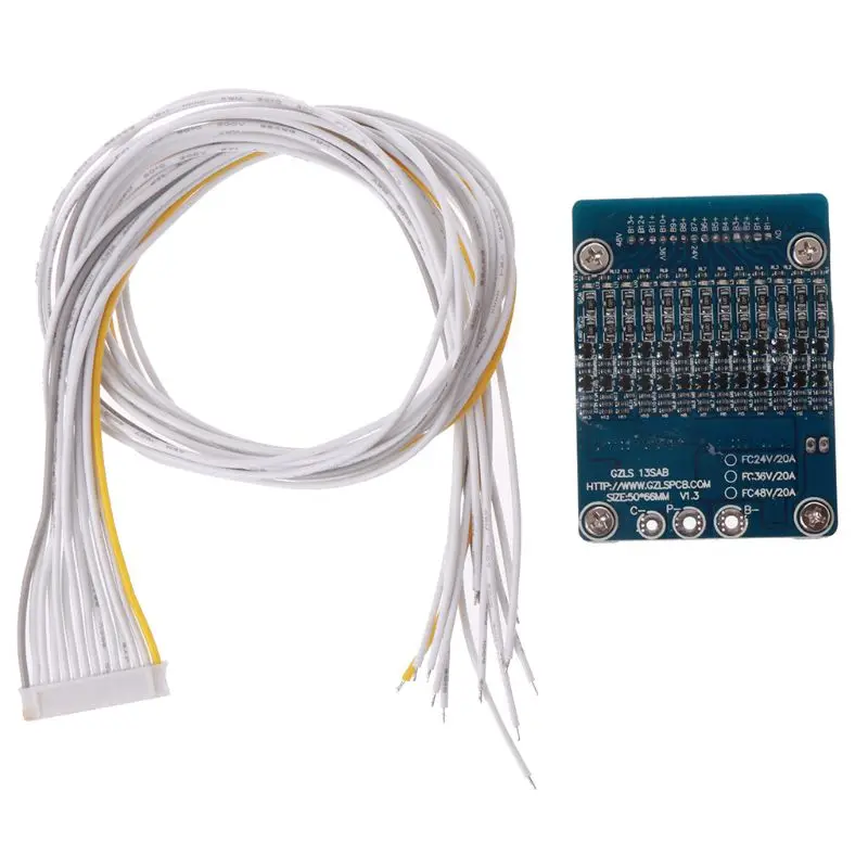 

13S 48V Li-ion Lithium Cell 20A 18650 Battery Protection BMS PCB Board Balance