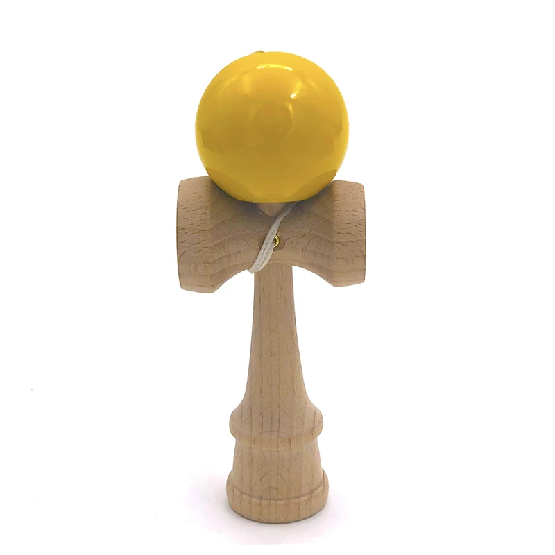 12 см сплошной цвет профессиональный Kendama деревянные игрушки открытый умелый жонглирование мяч игрушка стресс мяч образование игрушки для детей - Цвет: yellow