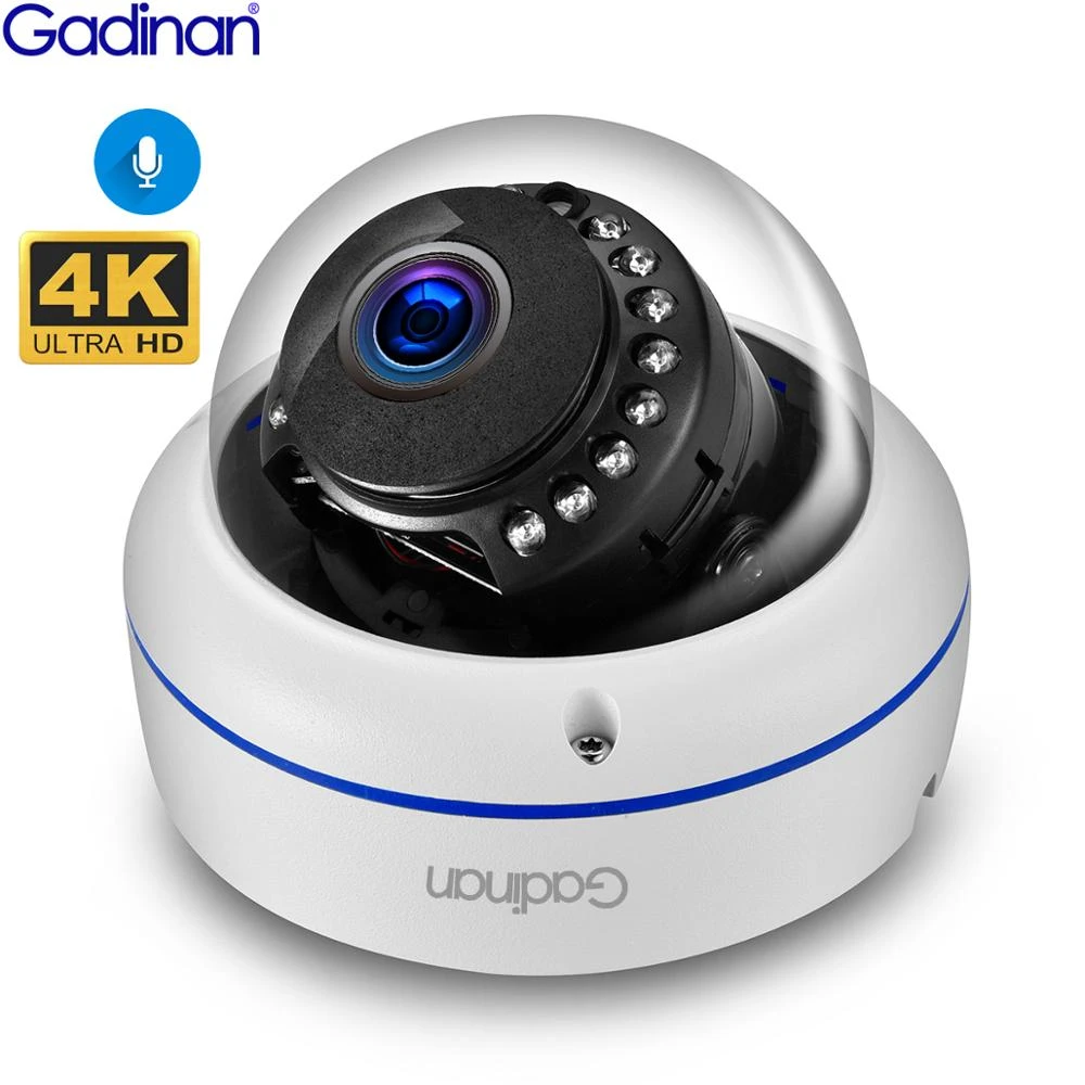 Gadinan 4K 8MP Dome Outdoor POE IP Camera Built in Microphone Audio CCTV 5MP 4MP Home Security Camera Night vision IP66 H.265 camera system