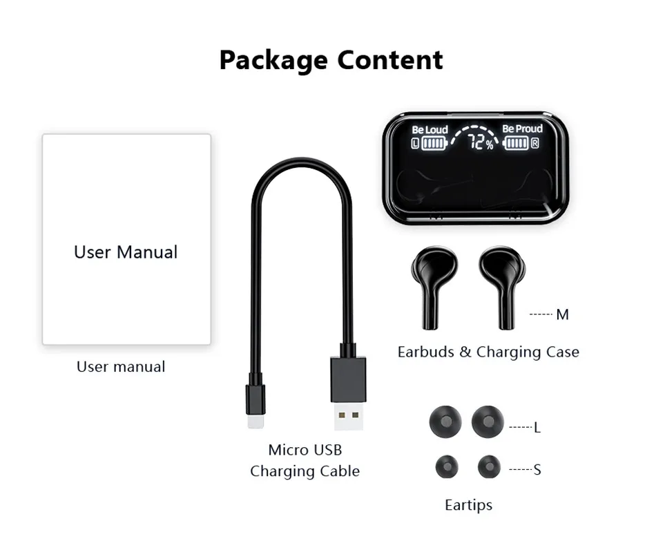 F9 278 Bluetooth Earphone Led Power Digital Display Headset Call Function Binaural Stereo Earbuds Touch Voice for Xiaomi Huawei