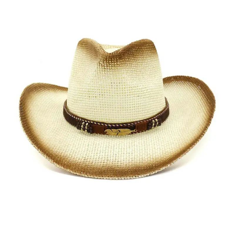 Западная ковбойская шляпа для женщин для мужчин с широкими полями Cowgirl Sunhat Sombrero соломенная солнцезащитная Кепка