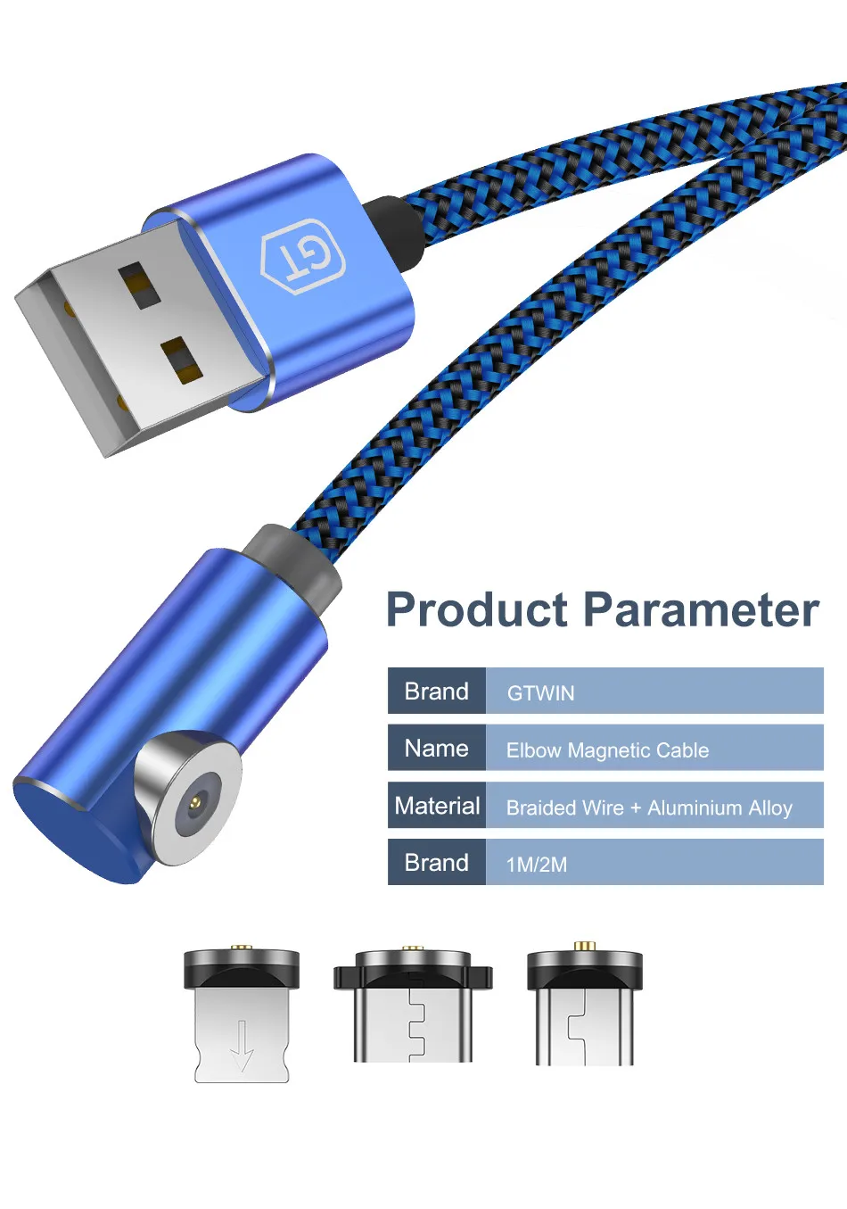 Магнитный usb-кабель GTWIN для зарядки iPhone 11 Pro Max 8 7 6, магнитный кабель Micro usb type C, зарядное устройство на 90 градусов для samsung S10