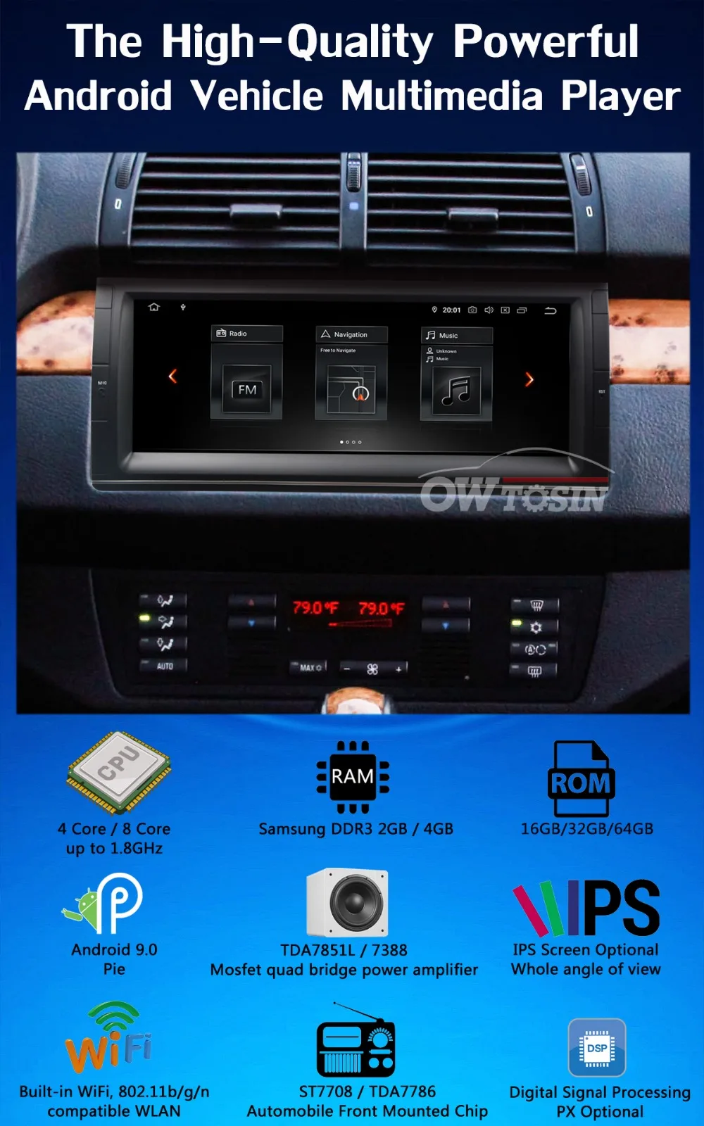 10,2" 8 ядро PX6 Android 9,0 4 Гб Оперативная память+ 64 Гб Встроенная память автомобильный мультимидийный навигатор навигации плеер для BMW E39 X5 M5 E38 E53 DSP CarPlay радио