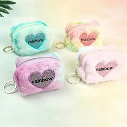 Winter Cute Plush Coin Purse Women Small Square Wallet Pouch Zipper Card Lipstick Purse Korean Girls Mini Wallets