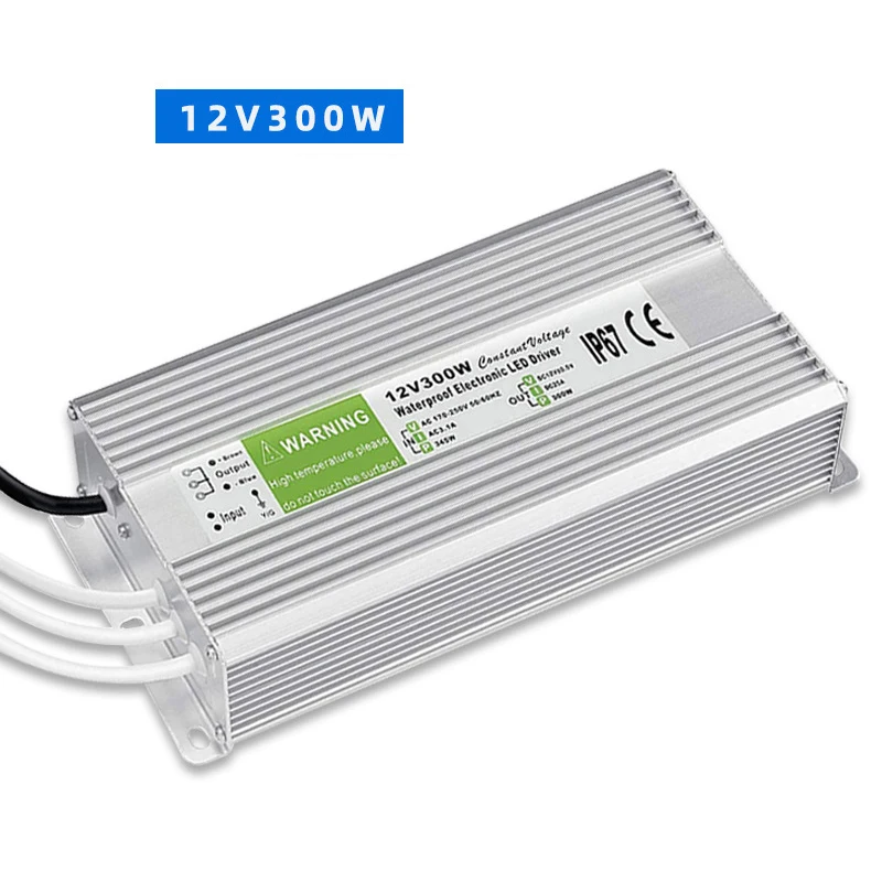 Waterproof IP67 LED Driver Led Power DC12V 200W 300W Power Supply for LED Strip Light LED Power Adapter Supply Outdoor