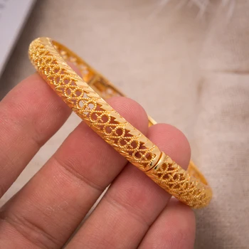 

1Pcs Dubai Gold Jewelry Bangle Bracelet for Women Girl Gold Color Bangle Wedding Bangles & Bracelets Bride Jewelry Bangles Gift