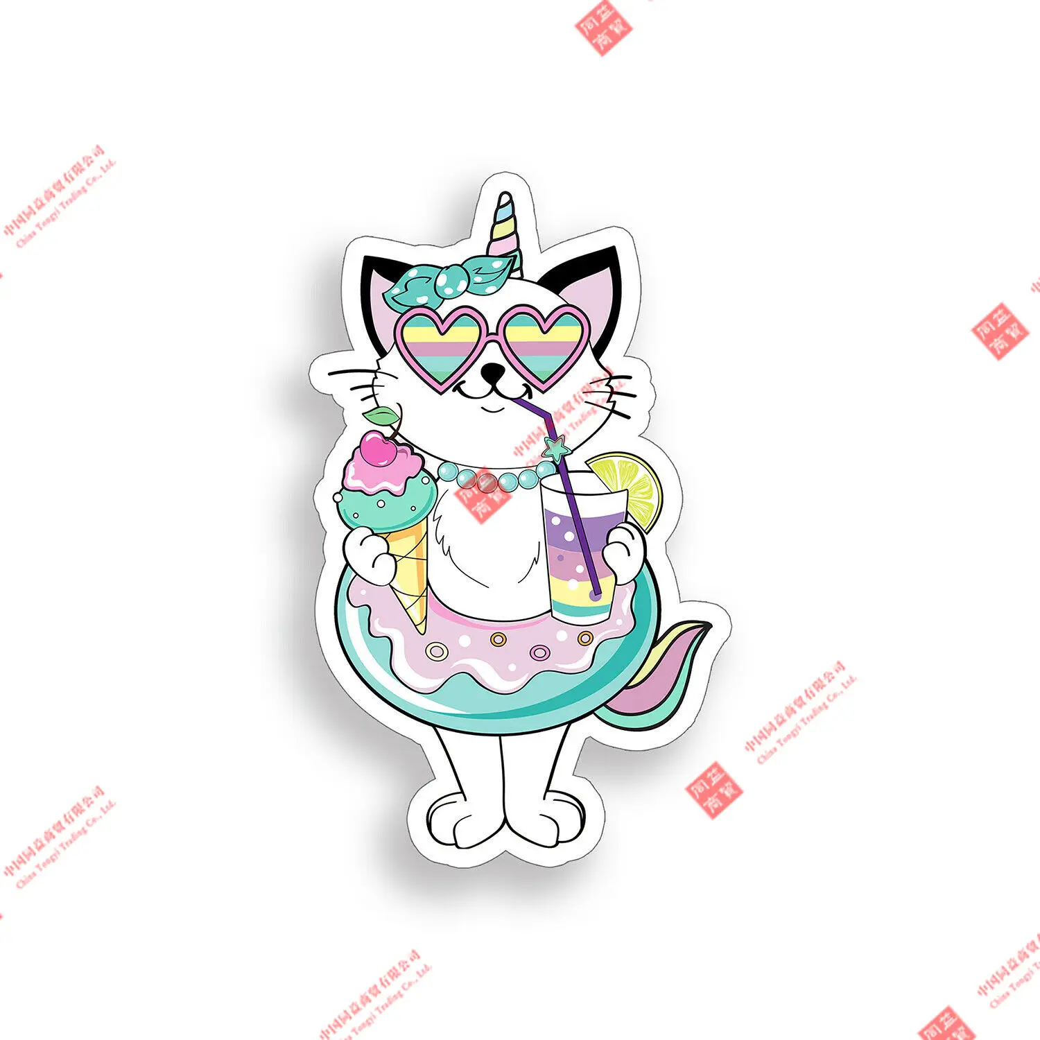 

Cat Unicorn Float Sticker Ice Cream Laptop Cup Car Vehicle Window Bumper Decal racing helmet stickers