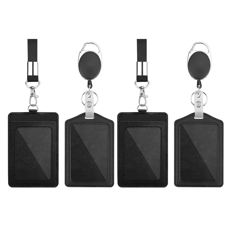 NEW 4 Pack Badge Holders,Vertical ID Badge Card Holder with Lanyard