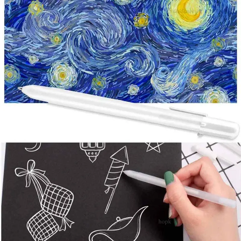 12/53 Stück Gelstift-Set Gold/Silber/Weiß Gelstifte Weiße Tinte für schwarzes Papier Weißer Stift Zeichnen, Skizzieren, Illustrationsdesign – Detail 4