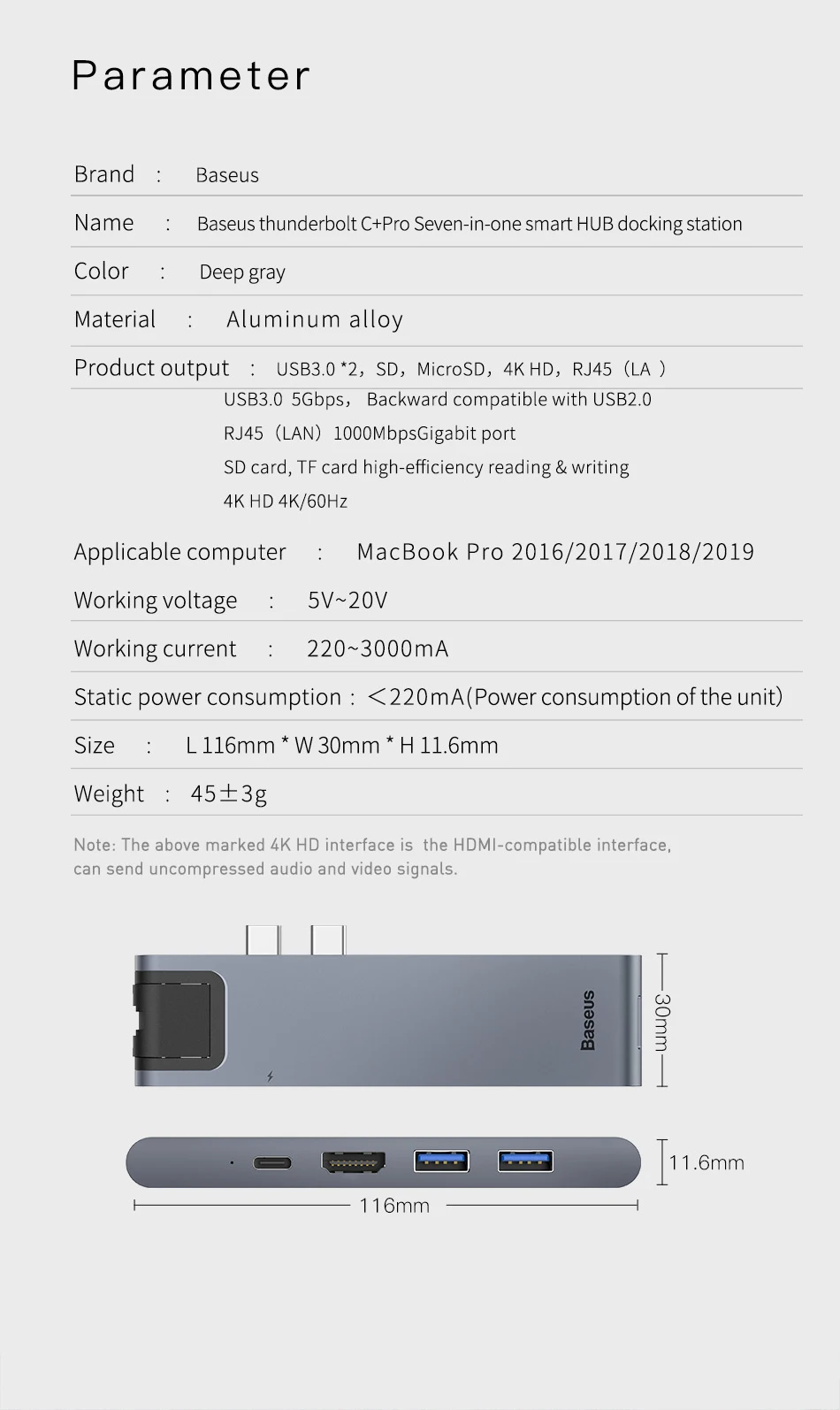 Baseus-hub adaptador de usb c para usb