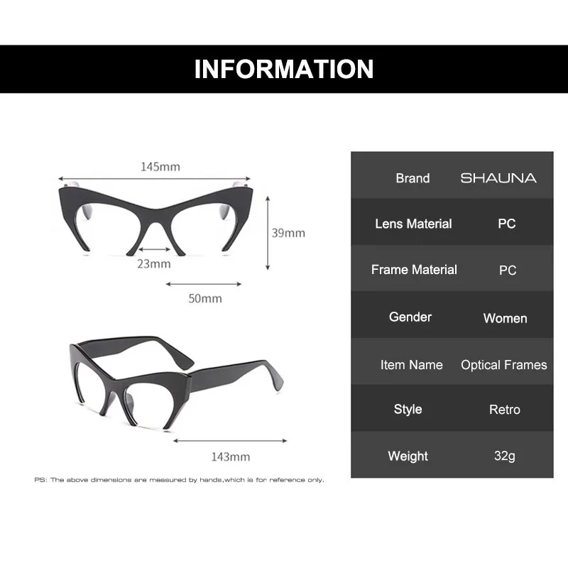 SHAUNA Retro Women Half Frame Cat Eye Glasses Frames Fashion Optical Frame eyewear frames women glasses