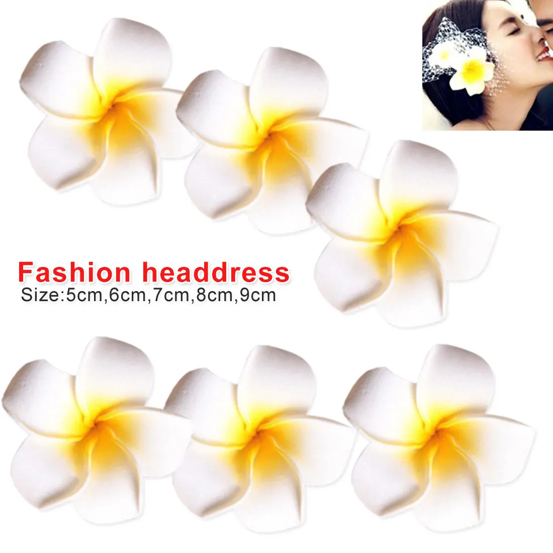 10 шт. Искусственные цветы на голову из яйца PE Foam Frangipani свадебные украшения