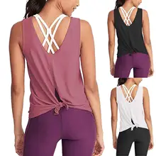 Женская спортивная одежда, сексуальная открытая спина, рубашка для йоги, для тренировок, для занятий спортом, для спортзала, безрукавка, женские топы для йоги, новинка, camisetas mujer