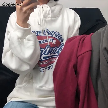 

Women Hoodies Unisex Pockets Printed Kpop Students All-match Streetwear Loose Plus Velvet Thicker Warm Womens Pullover Harajuku