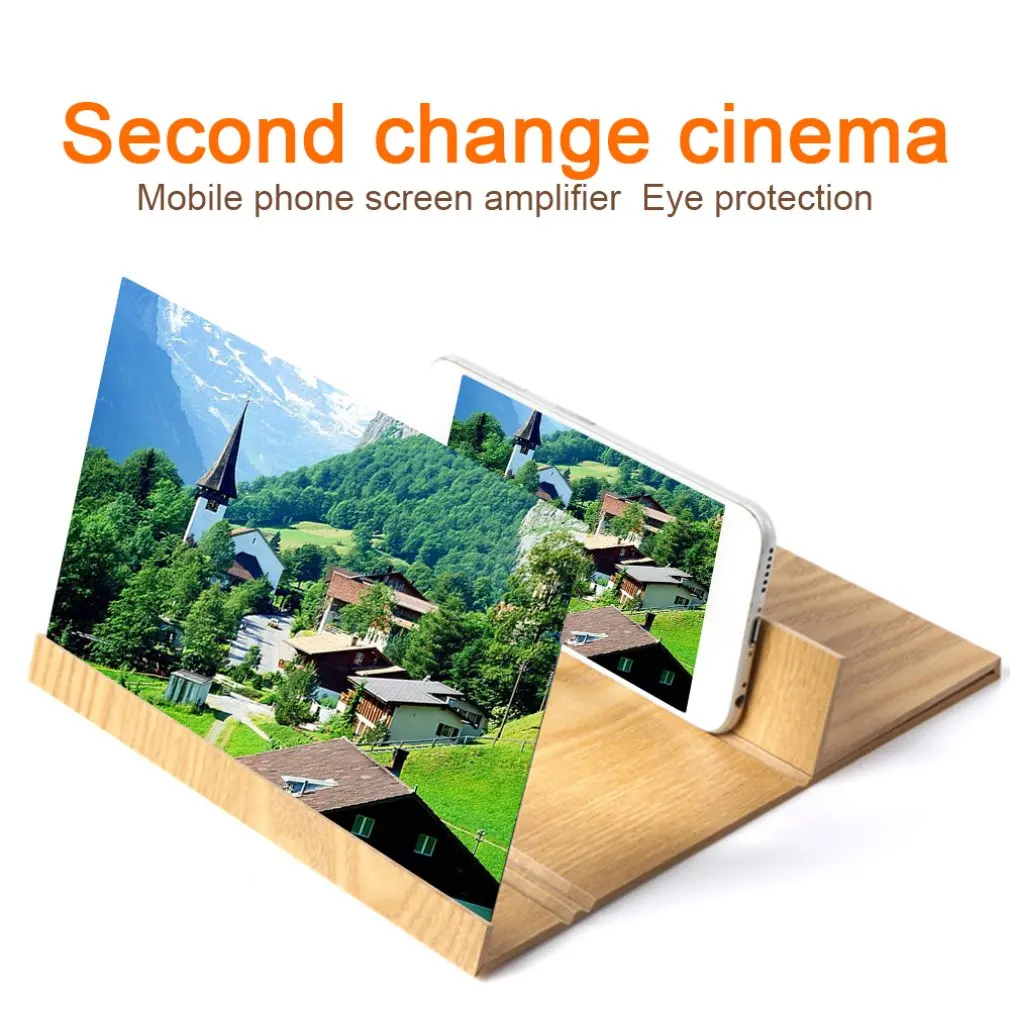 Золотой 12 дюймов журнала 3d чехол для мобильного телефона Экран HD видео лупа Настольная Универсальный складывающийся усилитель Акриловые защиты глаз, держатель для мобильного телефона - Цвет: Золотой
