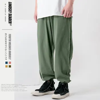 

Lindsey Seader Harajuku Men Harem Pants Japanese Casual Cotton Linen Trouser Man Jogger Pants Outer Design Baggy Pants Loose