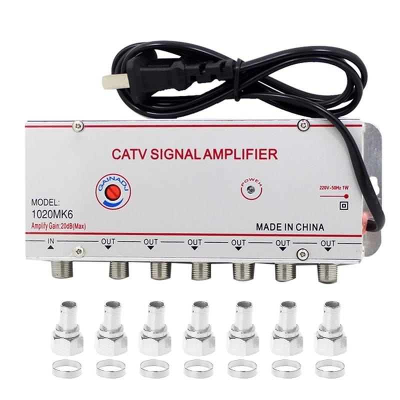 

Practical 6Way 20DB Antenna Signal Amplifier Home TV Box Signal Booster Splitter with Good Heat Dissipation
