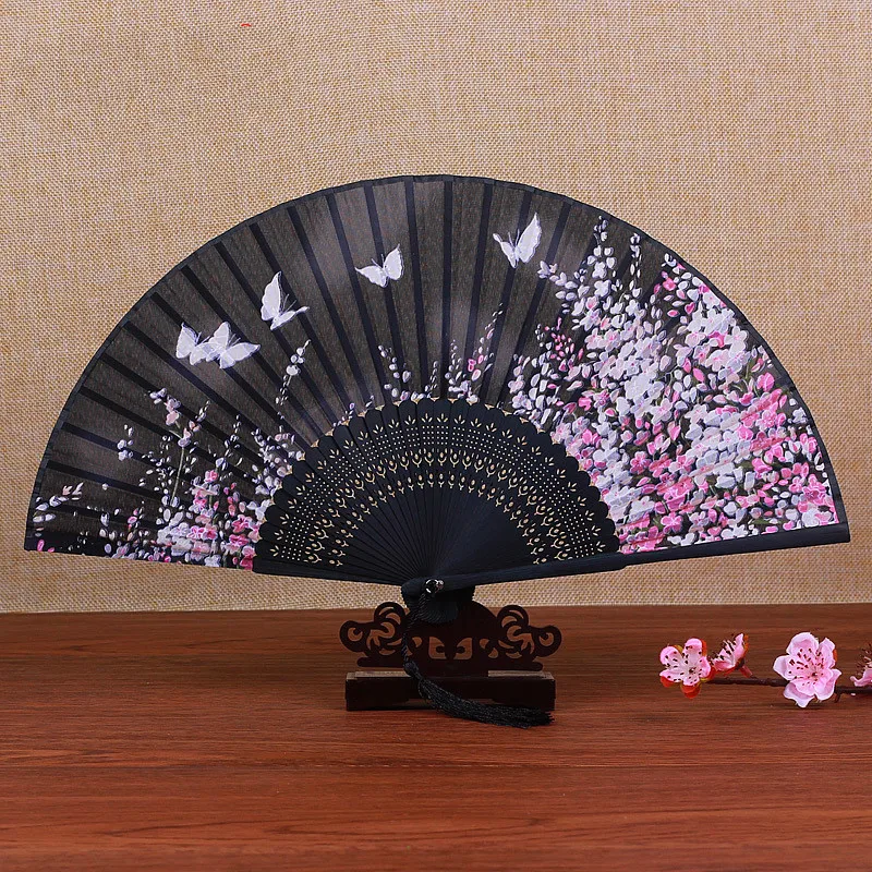 

In National Customs Sensu Antique Folding Fan Japanese Style Chinese Clothes With One Dance Cherry Blossoms Silk Fold Gift