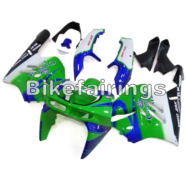 Мотоциклы Обтекатели для Кавасаки ZX9R 1994 95 96 97 ZX-9R1994-1997 ABS пластик обтекатель комплект зеленый белый и синий кузов комплект