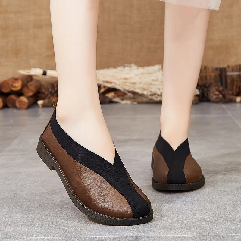 

2019 Autumn And Winter New Style Handmade Retro Grandma Shoes Genuine Leather Soft Bottom Mom Shoes Casual Wenzhou WOMEN'S Shoes
