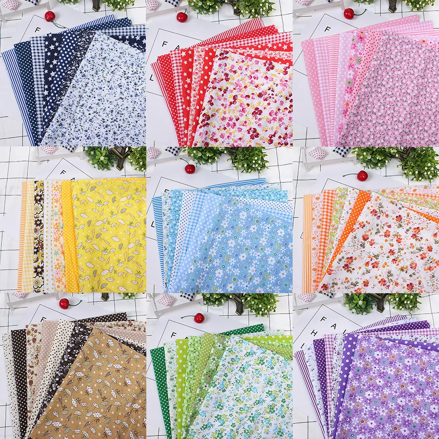 

25x25cm 7pcs/set Cotton Fabric Printed Cloth Sewing Quilting Fabrics For Patchwork Needlework DIY Handmade Accessories