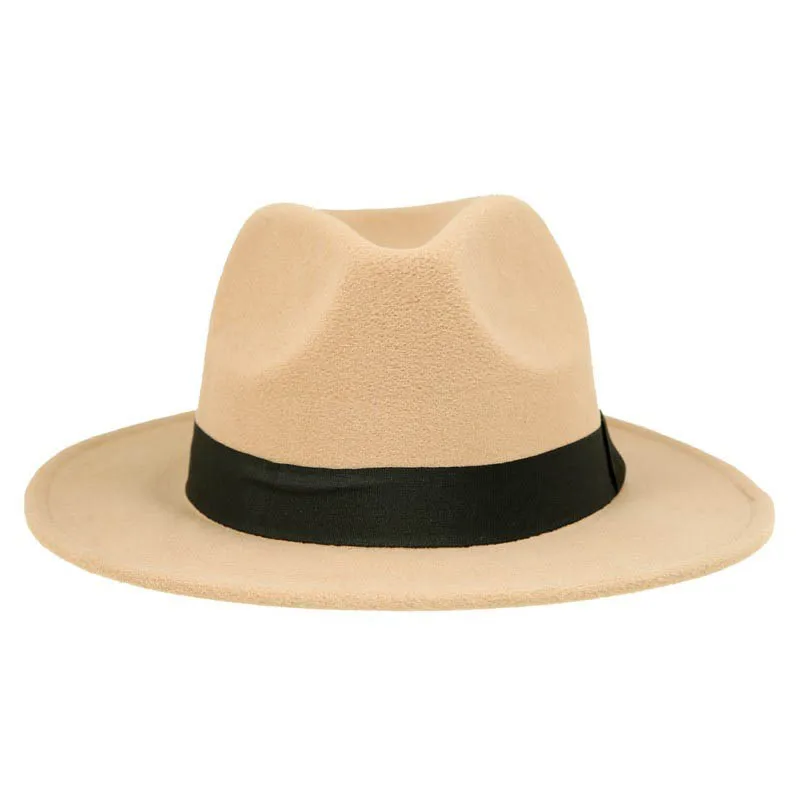 Винтажные классические фетровые джазовые фетровые шляпы с большими полями, ковбойские Панамы для женщин и мужчин, черные, красные, Трилби, Дерби котелок и верхняя шляпа - Цвет: Хаки