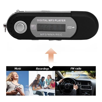 

A sn MP3 U disk No. 7 battery card USB in-line radio cassette player black