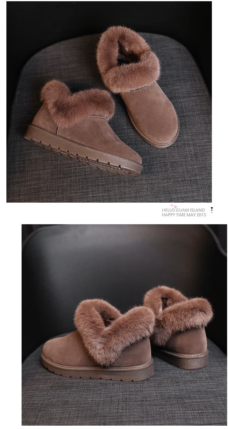 Winter New Women Heart-shaped Fur Snow Boots New Plush Keep Warm Ankle Non-slip Australia Emu Boots Black