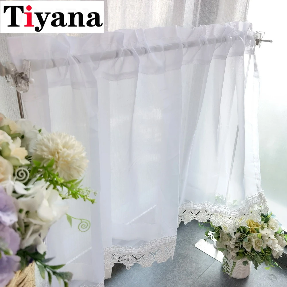 Tiyana-Cortina corta blanca transparente dosel blanco para decoraci 