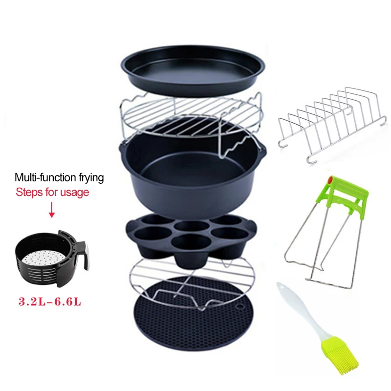 TINTON LIFE Air fryer accessories 6/7/8 inch set basket grill suitable for 10 piece set 3.2QT-5.8QT baking 5