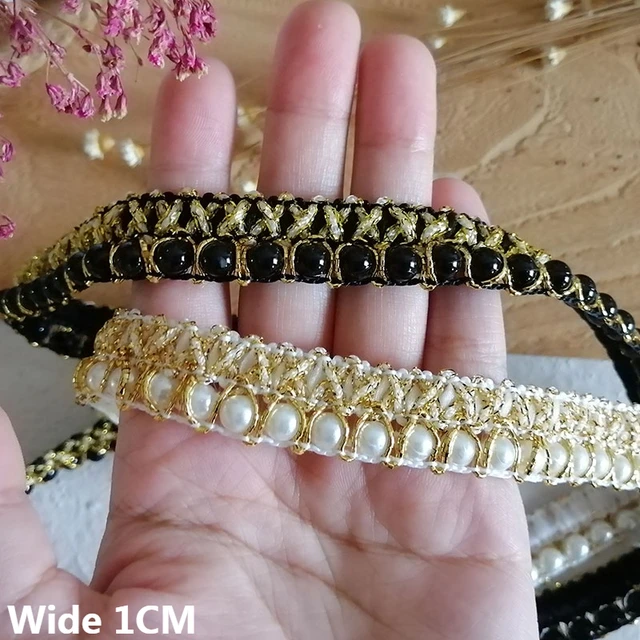 3 Yards 15MM Gold Black Curve Ribbon Trim for Sewing Needlework Braided  Homemake Party Dress Decoration