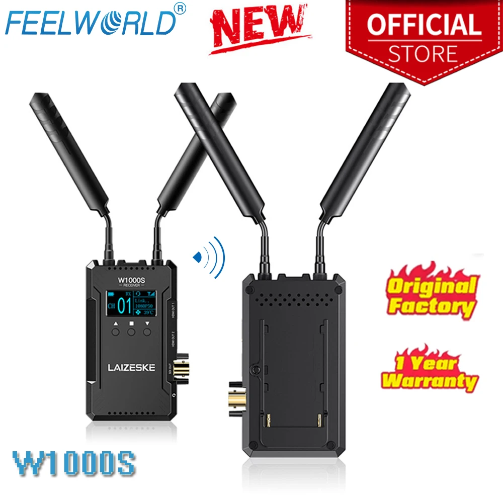 FEELWORLD W1000S Wireless Video Transmission System 1080P HD 1000FT Dual HDMI + SDI Input And Output Full Duplex Intercom