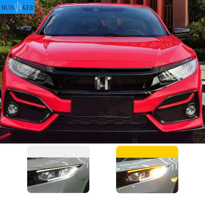 

1 пара украшение для автомобильной фары желтый указатель поворота для Honda Civic 2020 2021 DRL светодиодные фары дневного света