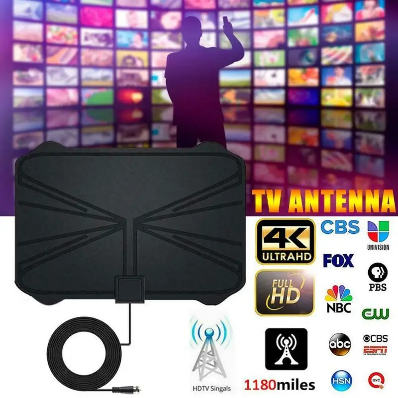 Внутренний усилитель сигнала 4K цифровая ТВ антенна HD tv 4K 980 км Диапазон 25 дБ для VHF UHF HD ТВ антенна ТВ приемник сигнала
