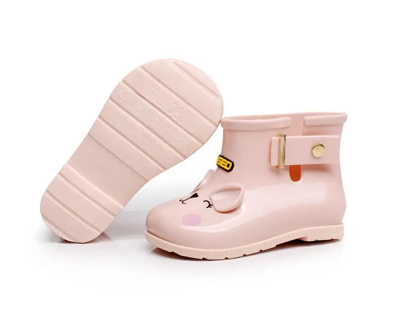 Детские резиновые сапоги Весна-осень-зима для мальчиков; обувь для девочек; резиновые сапоги для детей водонепроницаемая обувь с рисунками из мультфильмов с высокими массивными каблуками