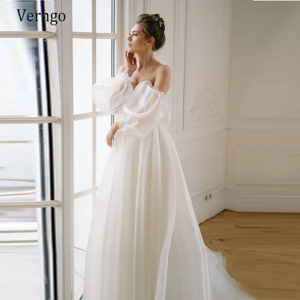 

Verngo White Beach Wedding Dress 2020 Boho A Line Bride Reception Gown Slit Skirt Sweetheart Bohemian Bridal Dress Corset Back