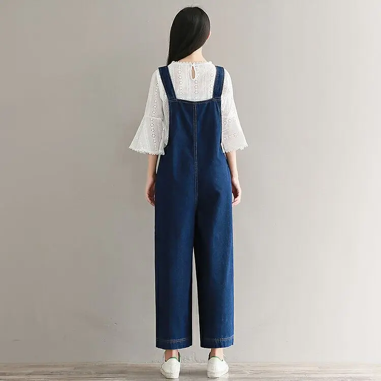 women clothing denim washed fabric rompers summer/autumn overalls women jumpsuit suspenders jeans wide-leg women overalls jeans