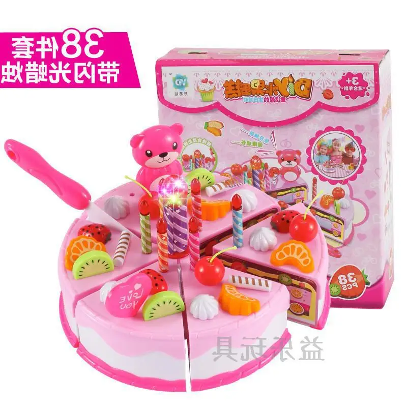 

Children Play House Birthday Cake Toy with Light Model Slicer Cutting Toy GIRL'S Boy Ceremony