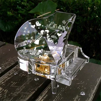 

CRYSTAL CRAFTS ORNAMENTS CRYSTAL PIANO MUSIC BOX VALENTINE'S DAY CHRISTMAS GIFT WEDDING DECORATION HOME DECORATION ACCESSORIES