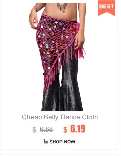 Women Belly Dance Clothing Accessories Teardrop Paillettes Fringe Wrap Elastic Base Tie-Dye Triangle Belts Coins Hip Scarf