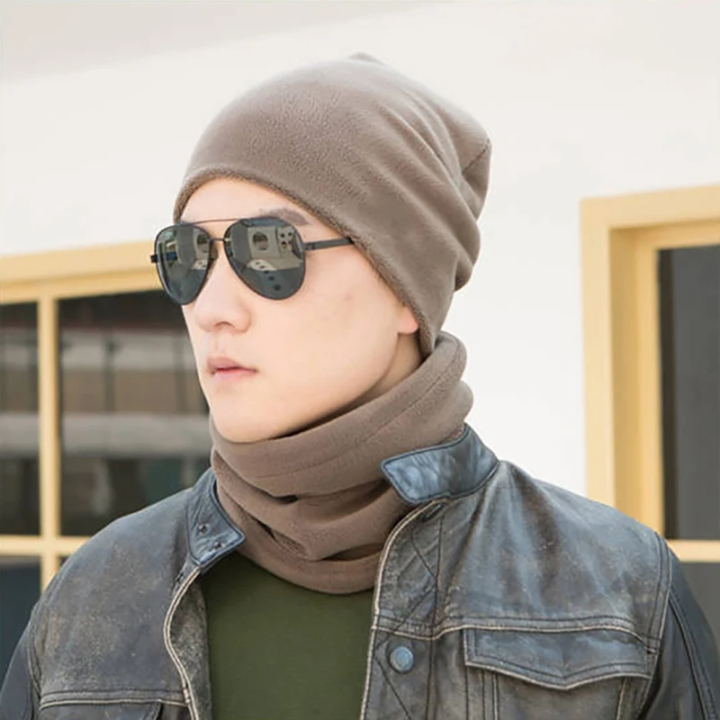 Outdoor Autumn Winter Beanie Hat Scarf(Set) Lightweight Folding Windproof Elastic Warm Cap Neck Warmer Headwear