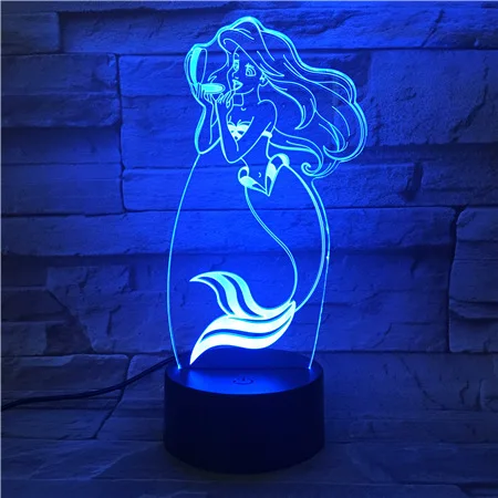 

2017 Foreign Trade New Style MERMAID 3D Visual Lamp Colorful Remote Control Touch Control LED Night Light Gift Lamp