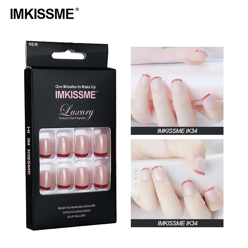 

IMKISSME 24Pcs Acrylic Fake Nails Art Matte False Nail Set Sensual IK34
