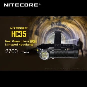 차세대 Nitecore HC35 4 x CREE XP-G3 S3 LEDs 21700 L 모양의 2700 루멘 헤드 램프 4000mAh 배터리