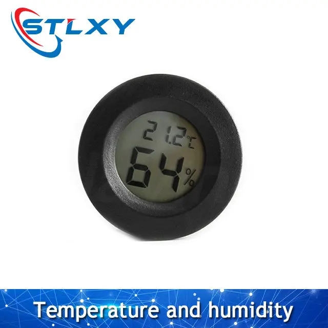 Compact Black and White LCD Indoor Temperature and Humidity Gauge