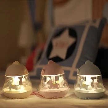 

Cute Carousel Night Light music box Led Usb rechargeable Atmosphere 7colour Lamp Lovely light table lamp baby kid sleeping room