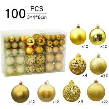 

100pcs Home Christmas Tree Ornaments Set Holiday Festival Wedding Party DIY Shatterproof Decorative Balls Mini Hanging