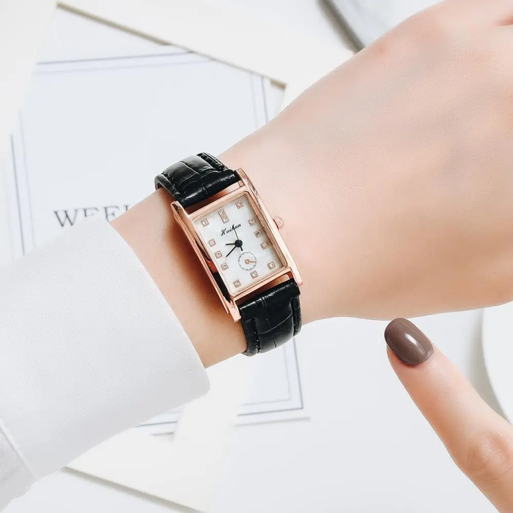 2020 Baru Jam Tangan Wanita Square Rose Gold Jam Tangan Kulit Merah Fashion Merek Jam Tangan Wanita Wanita Kuarsa Jam Montre Femme Wanita Jam Tangan Aliexpress