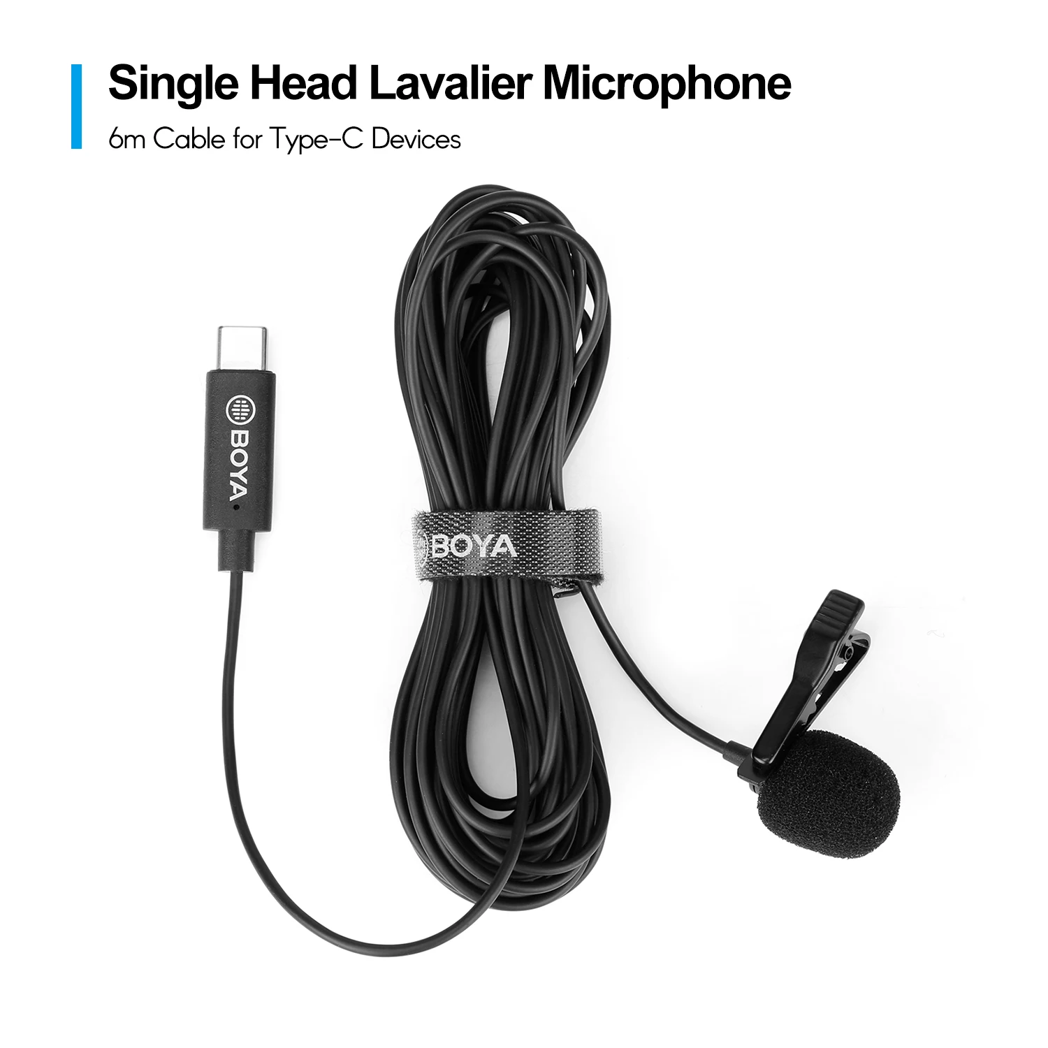 BOYA usb type-C Интерфейс всенаправленный петличный микрофон с одной головкой мини-микрофон с 6 метровым кабелем сумка для фотосъемки