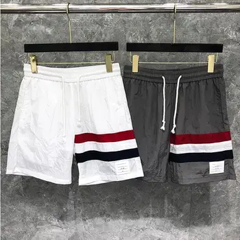 

2020 Fashion TB THOM Brand Casual Men Summer Beach Sports Trousers Striped Knee Length Jogger Track Shorts Ins